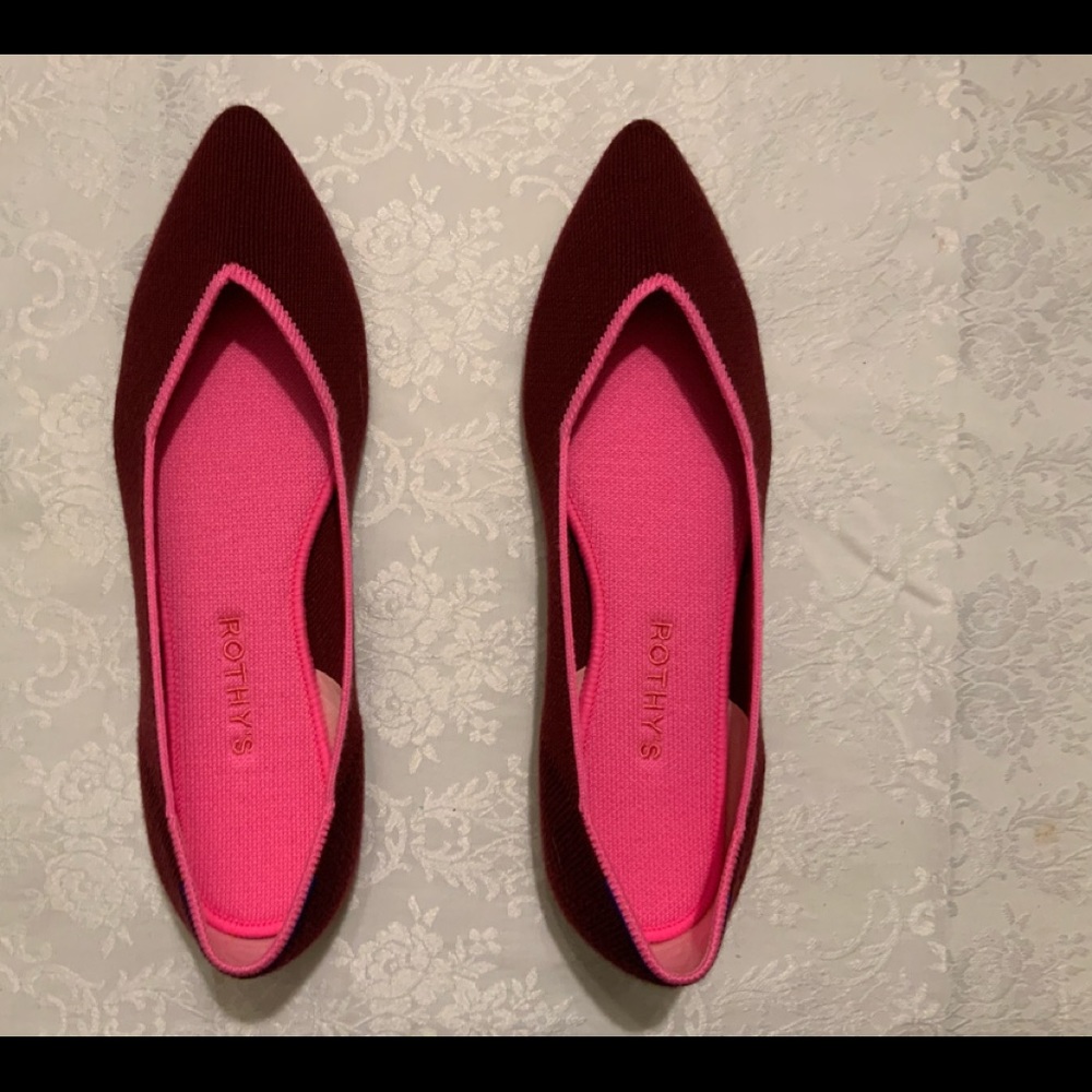 Rothy’s Pointed Merino Flat Sz 9, not washed, Insoles never worn, Currant color
